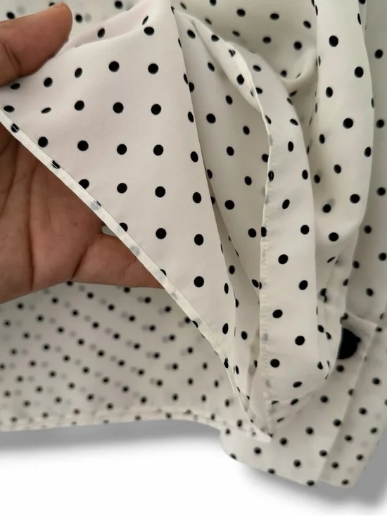 Alexis White/Black Polka Dot Priya Blouse Velvet Buttons Office Secretary Medium - Picture 6 of 9